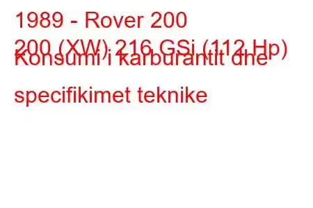 1989 - Rover 200
200 (XW) 216 GSi (112 Hp) Konsumi i karburantit dhe specifikimet teknike