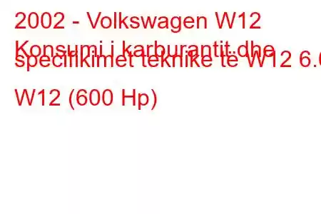 2002 - Volkswagen W12
Konsumi i karburantit dhe specifikimet teknike të W12 6.0 W12 (600 Hp)