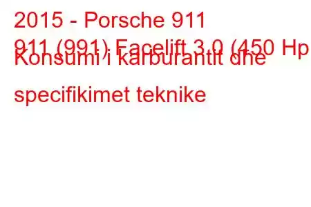 2015 - Porsche 911
911 (991) Facelift 3.0 (450 Hp) Konsumi i karburantit dhe specifikimet teknike