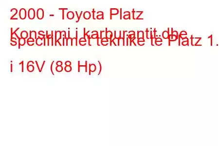 2000 - Toyota Platz
Konsumi i karburantit dhe specifikimet teknike të Platz 1.3 i 16V (88 Hp)