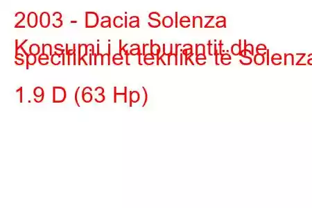 2003 - Dacia Solenza
Konsumi i karburantit dhe specifikimet teknike të Solenza 1.9 D (63 Hp)