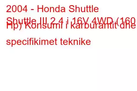 2004 - Honda Shuttle
Shuttle III 2.4 i 16V 4WD (160 Hp) Konsumi i karburantit dhe specifikimet teknike