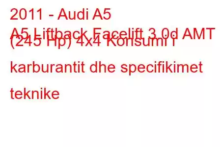 2011 - Audi A5
A5 Liftback Facelift 3.0d AMT (245 Hp) 4x4 Konsumi i karburantit dhe specifikimet teknike