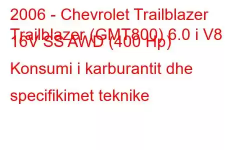 2006 - Chevrolet Trailblazer
Trailblazer (GMT800) 6.0 i V8 16V SS AWD (400 Hp) Konsumi i karburantit dhe specifikimet teknike