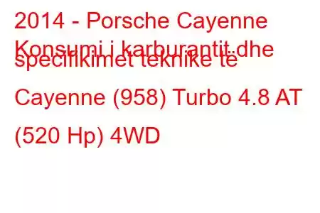 2014 - Porsche Cayenne
Konsumi i karburantit dhe specifikimet teknike të Cayenne (958) Turbo 4.8 AT (520 Hp) 4WD