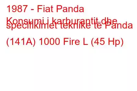 1987 - Fiat Panda
Konsumi i karburantit dhe specifikimet teknike të Panda (141A) 1000 Fire L (45 Hp)