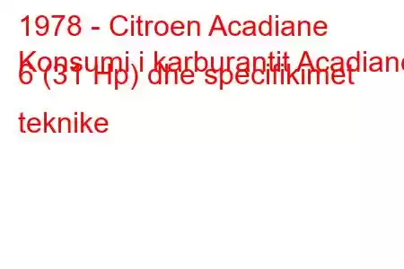 1978 - Citroen Acadiane
Konsumi i karburantit Acadiane 6 (31 Hp) dhe specifikimet teknike