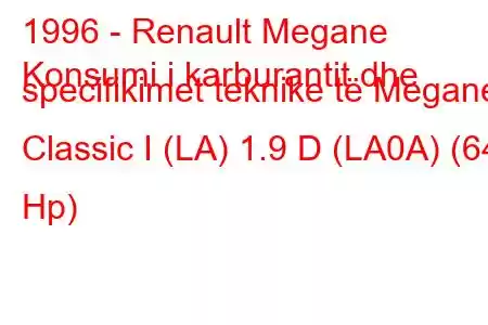 1996 - Renault Megane
Konsumi i karburantit dhe specifikimet teknike të Megane Classic I (LA) 1.9 D (LA0A) (64 Hp)