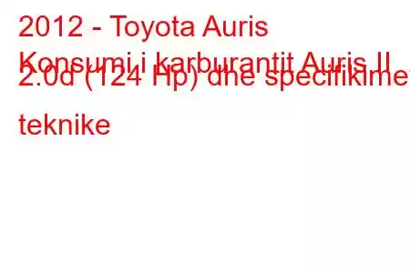 2012 - Toyota Auris
Konsumi i karburantit Auris II 2.0d (124 Hp) dhe specifikimet teknike