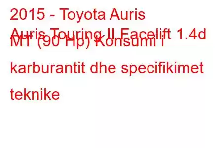 2015 - Toyota Auris
Auris Touring II Facelift 1.4d MT (90 Hp) Konsumi i karburantit dhe specifikimet teknike