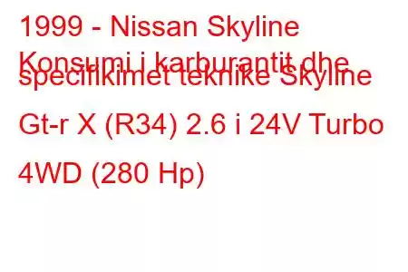 1999 - Nissan Skyline
Konsumi i karburantit dhe specifikimet teknike Skyline Gt-r X (R34) 2.6 i 24V Turbo 4WD (280 Hp)