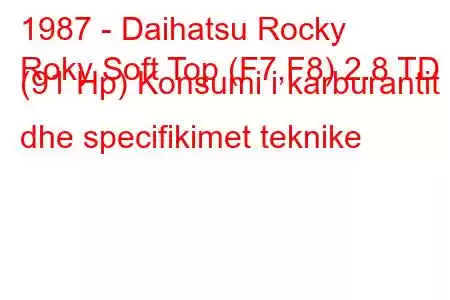 1987 - Daihatsu Rocky
Roky Soft Top (F7,F8) 2.8 TD (91 Hp) Konsumi i karburantit dhe specifikimet teknike