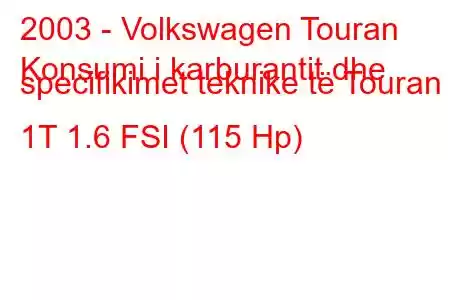 2003 - Volkswagen Touran
Konsumi i karburantit dhe specifikimet teknike të Touran 1T 1.6 FSI (115 Hp)