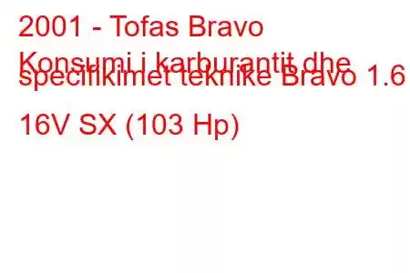 2001 - Tofas Bravo
Konsumi i karburantit dhe specifikimet teknike Bravo 1.6 i 16V SX (103 Hp)