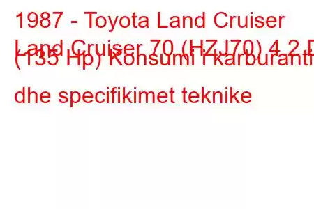 1987 - Toyota Land Cruiser
Land Cruiser 70 (HZJ70) 4.2 D (135 Hp) Konsumi i karburantit dhe specifikimet teknike