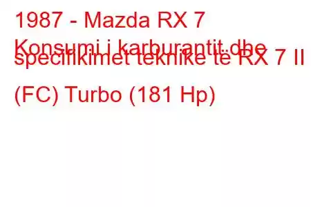 1987 - Mazda RX 7
Konsumi i karburantit dhe specifikimet teknike të RX 7 II (FC) Turbo (181 Hp)