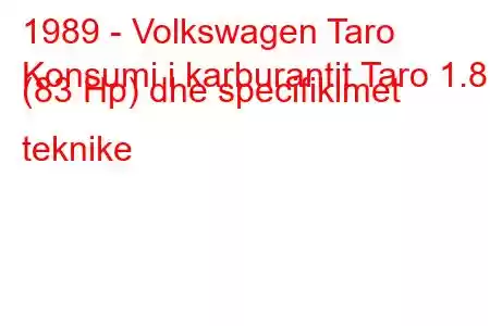 1989 - Volkswagen Taro
Konsumi i karburantit Taro 1.8 (83 Hp) dhe specifikimet teknike