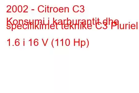 2002 - Citroen C3
Konsumi i karburantit dhe specifikimet teknike C3 Pluriel 1.6 i 16 V (110 Hp)