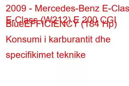 2009 - Mercedes-Benz E-Class
E-Class (W212) E 200 CGI BlueEFFICIENCY (184 Hp) Konsumi i karburantit dhe specifikimet teknike