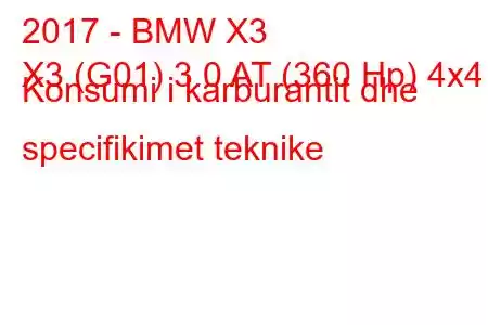 2017 - BMW X3
X3 (G01) 3.0 AT (360 Hp) 4x4 Konsumi i karburantit dhe specifikimet teknike