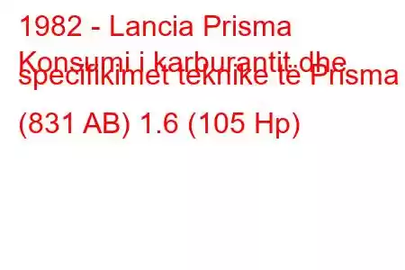 1982 - Lancia Prisma
Konsumi i karburantit dhe specifikimet teknike të Prisma (831 AB) 1.6 (105 Hp)