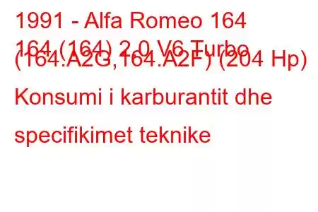 1991 - Alfa Romeo 164
164 (164) 2.0 V6 Turbo (164.A2G,164.A2F) (204 Hp) Konsumi i karburantit dhe specifikimet teknike