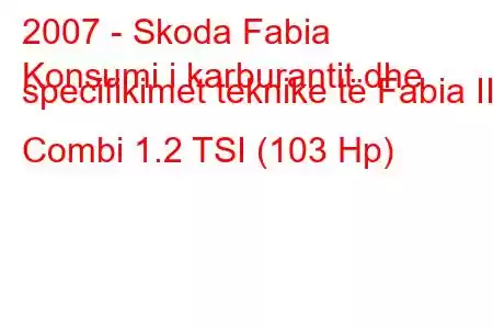 2007 - Skoda Fabia
Konsumi i karburantit dhe specifikimet teknike të Fabia II Combi 1.2 TSI (103 Hp)