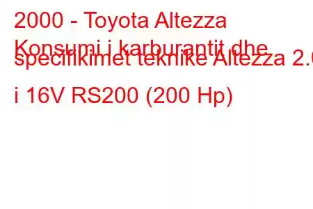 2000 - Toyota Altezza
Konsumi i karburantit dhe specifikimet teknike Altezza 2.0 i 16V RS200 (200 Hp)