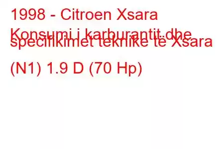 1998 - Citroen Xsara
Konsumi i karburantit dhe specifikimet teknike të Xsara (N1) 1.9 D (70 Hp)