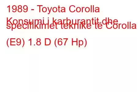 1989 - Toyota Corolla
Konsumi i karburantit dhe specifikimet teknike të Corolla (E9) 1.8 D (67 Hp)