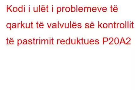 Kodi i ulët i problemeve të qarkut të valvulës së kontrollit të pastrimit reduktues P20A2