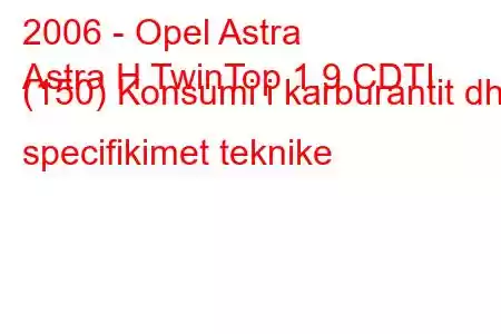 2006 - Opel Astra
Astra H TwinTop 1.9 CDTI (150) Konsumi i karburantit dhe specifikimet teknike