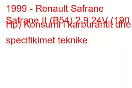 1999 - Renault Safrane
Safrane II (B54) 2.9 24V (190 Hp) Konsumi i karburantit dhe specifikimet teknike