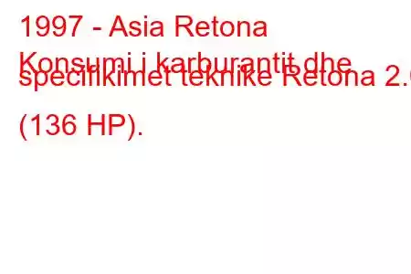 1997 - Asia Retona
Konsumi i karburantit dhe specifikimet teknike Retona 2.0 (136 HP).