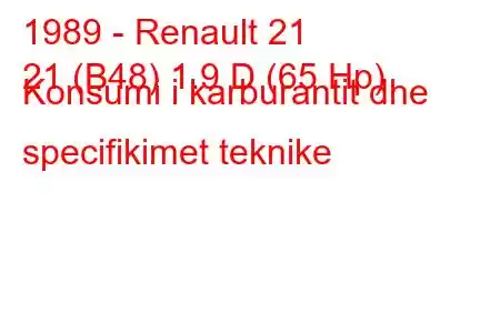 1989 - Renault 21
21 (B48) 1.9 D (65 Hp) Konsumi i karburantit dhe specifikimet teknike