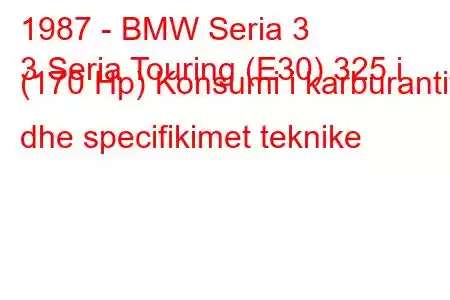 1987 - BMW Seria 3
3 Seria Touring (E30) 325 i (170 Hp) Konsumi i karburantit dhe specifikimet teknike