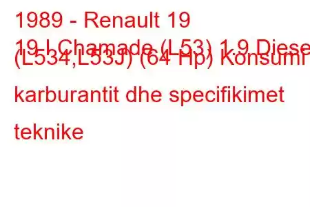 1989 - Renault 19
19 I Chamade (L53) 1.9 Diesel (L534,L53J) (64 Hp) Konsumi i karburantit dhe specifikimet teknike