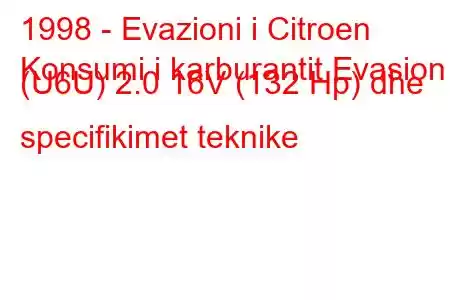 1998 - Evazioni i Citroen
Konsumi i karburantit Evasion (U6U) 2.0 16V (132 Hp) dhe specifikimet teknike