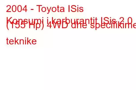 2004 - Toyota ISis
Konsumi i karburantit ISis 2.0 (155 Hp) 4WD dhe specifikimet teknike