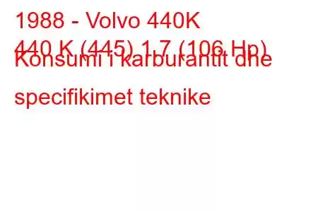 1988 - Volvo 440K
440 K (445) 1.7 (106 Hp) Konsumi i karburantit dhe specifikimet teknike