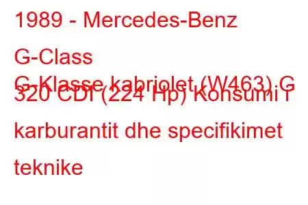 1989 - Mercedes-Benz G-Class
G-Klasse kabriolet (W463) G 320 CDI (224 Hp) Konsumi i karburantit dhe specifikimet teknike