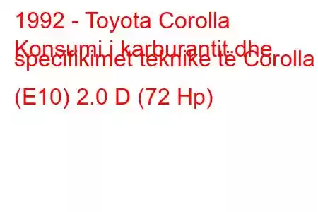 1992 - Toyota Corolla
Konsumi i karburantit dhe specifikimet teknike të Corolla (E10) 2.0 D (72 Hp)