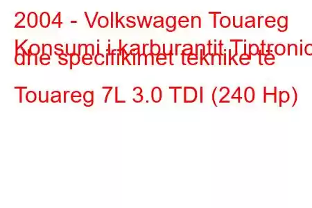 2004 - Volkswagen Touareg
Konsumi i karburantit Tiptronic dhe specifikimet teknike të Touareg 7L 3.0 TDI (240 Hp)