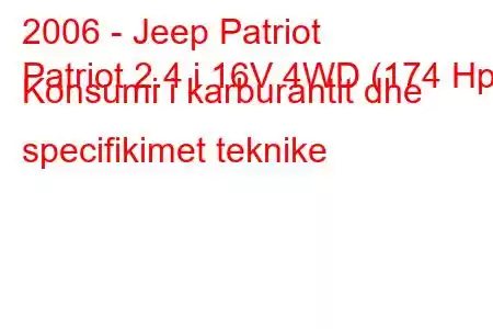 2006 - Jeep Patriot
Patriot 2.4 i 16V 4WD (174 Hp) Konsumi i karburantit dhe specifikimet teknike