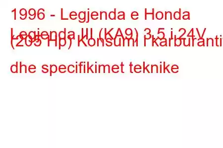 1996 - Legjenda e Honda
Legjenda III (KA9) 3.5 i 24V (205 Hp) Konsumi i karburantit dhe specifikimet teknike