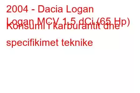 2004 - Dacia Logan
Logan MCV 1.5 dCi (65 Hp) Konsumi i karburantit dhe specifikimet teknike