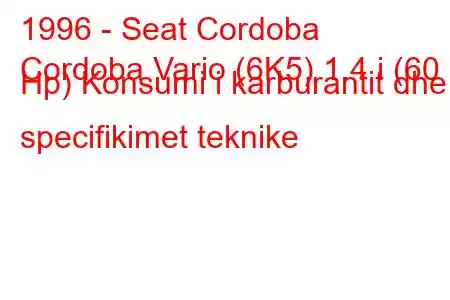 1996 - Seat Cordoba
Cordoba Vario (6K5) 1.4 i (60 Hp) Konsumi i karburantit dhe specifikimet teknike