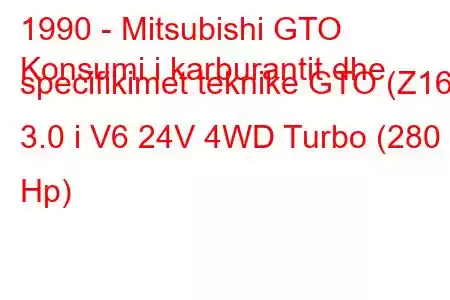 1990 - Mitsubishi GTO
Konsumi i karburantit dhe specifikimet teknike GTO (Z16) 3.0 i V6 24V 4WD Turbo (280 Hp)