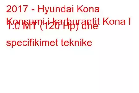 2017 - Hyundai Kona
Konsumi i karburantit Kona I 1.0 MT (120 Hp) dhe specifikimet teknike