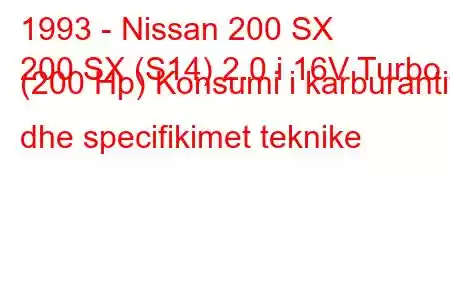 1993 - Nissan 200 SX
200 SX (S14) 2.0 i 16V Turbo (200 Hp) Konsumi i karburantit dhe specifikimet teknike